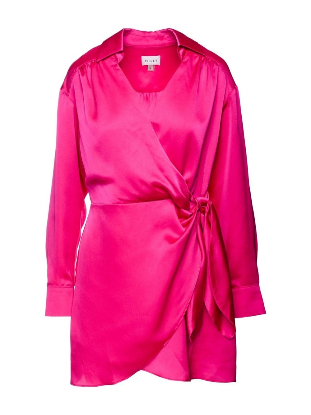 Milly Hot Pink Satin Formal Dress with Side Tie